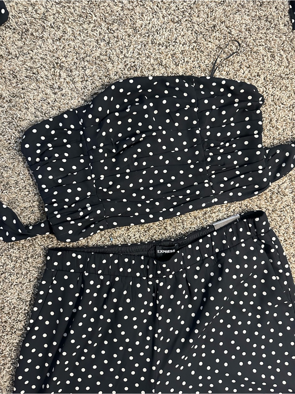Express Black and White Polka Dot Wide-Leg Pants - Picture 2 of 5